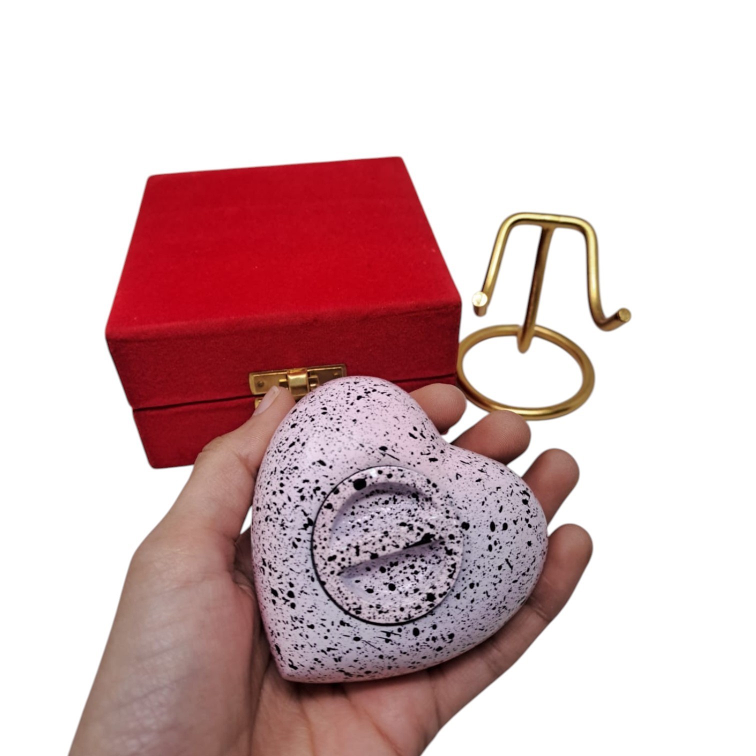 Decorative Mini Heart Urn for Ashes Keepsake Cremation Memorial with Stand & Box