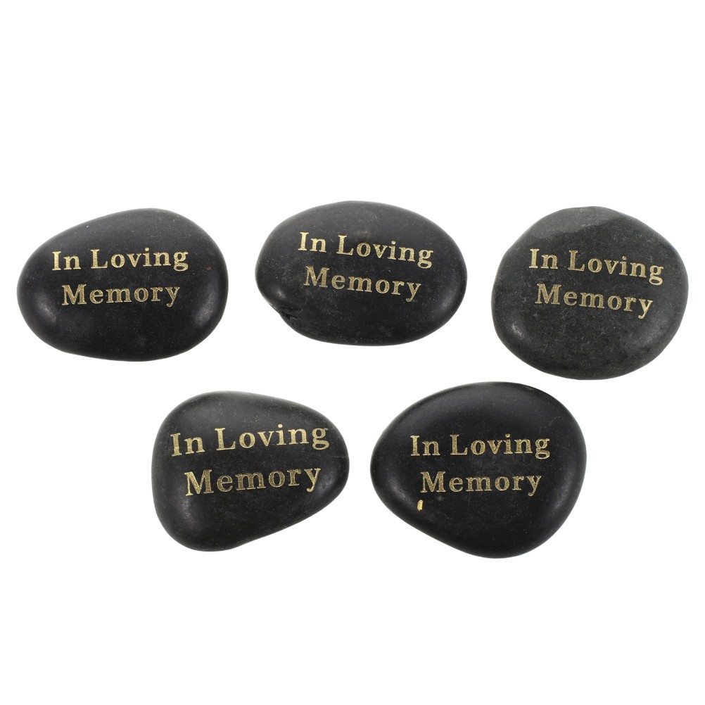 5Pcs Natural Black Memorial Stones Sympathy Garden Accessories for Grave Sites