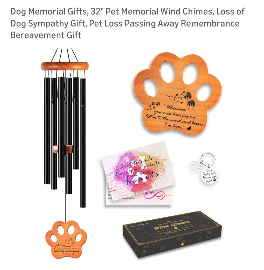 Dog Memorial Gifts, 32″ Pet Memorial Wind Chimes, Loss of Dog Sympathy Gift, …