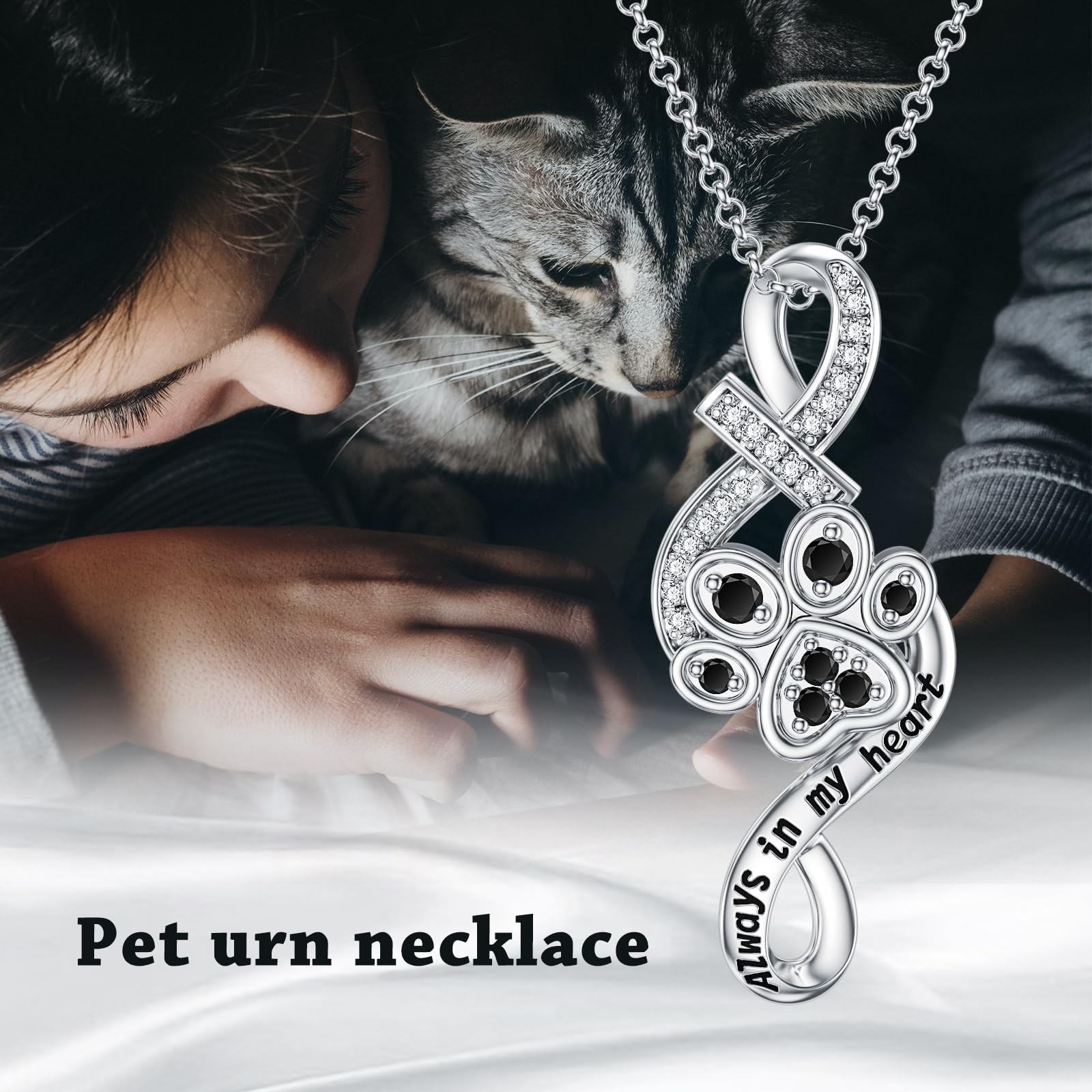 Pelovny Pet Cremation Jewelry For Ashes Dog Cat Paw Print Urn Cross Necklace