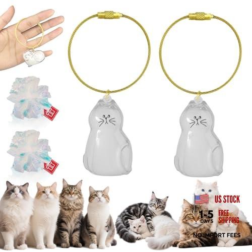 Cat Hair Keychain – 2Pcs Cat Hair Storage Bottle – Pet Fur A-Mustache Cat