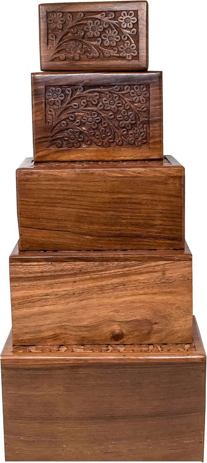 Extra Large Wooden Urn Tree of Life Rosewood Box Cremation for Ashes Keepsake