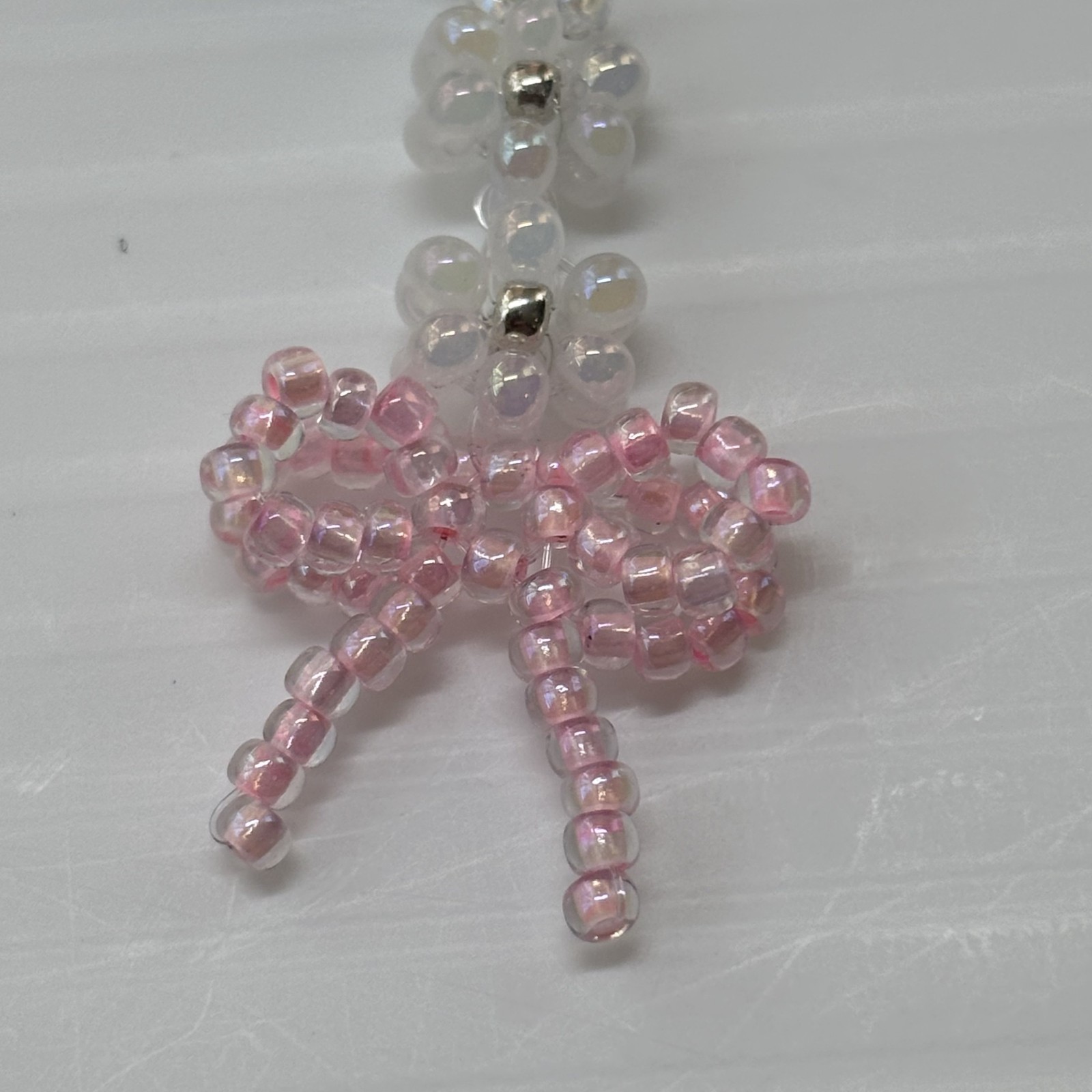 Cremation Ashes Keychain – Cremation Keepsake(white flowers and pink ribbon)