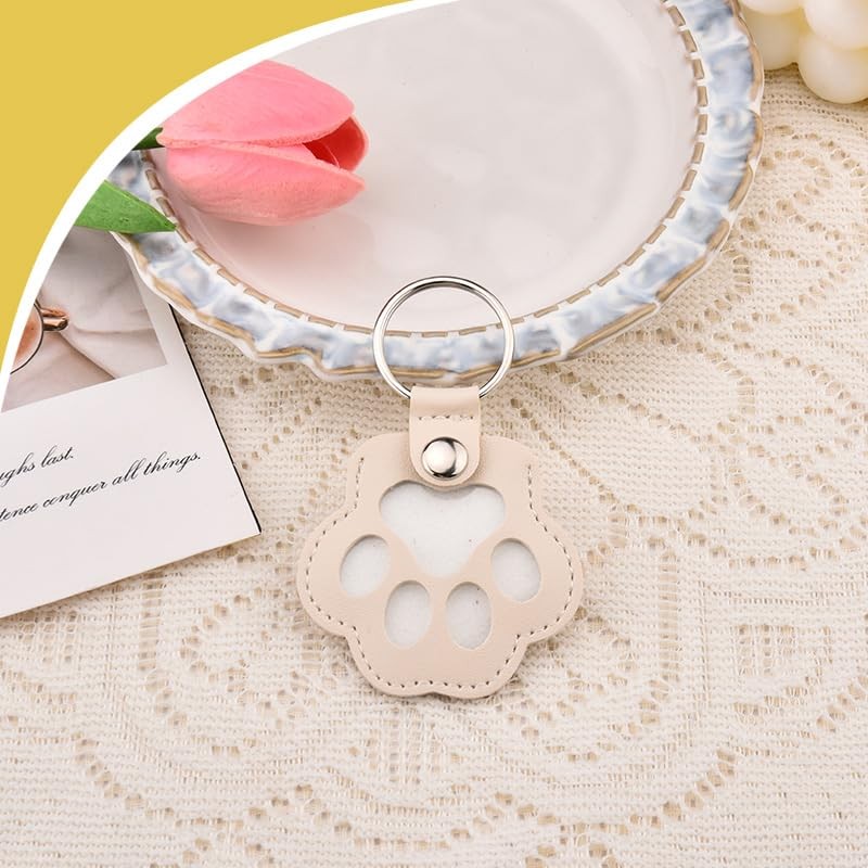Pet Hair Keychain for Pet Lovers Paw Print Hair Holder Keepsake Storage Key C…