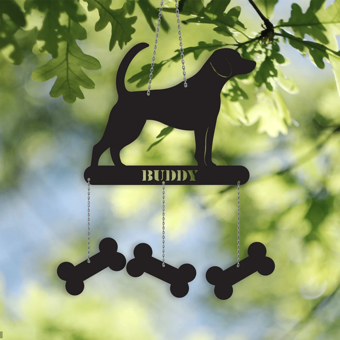 Metal Dog Wind Chime, Personalized Dog Name, Pet Memorial Wind Chime