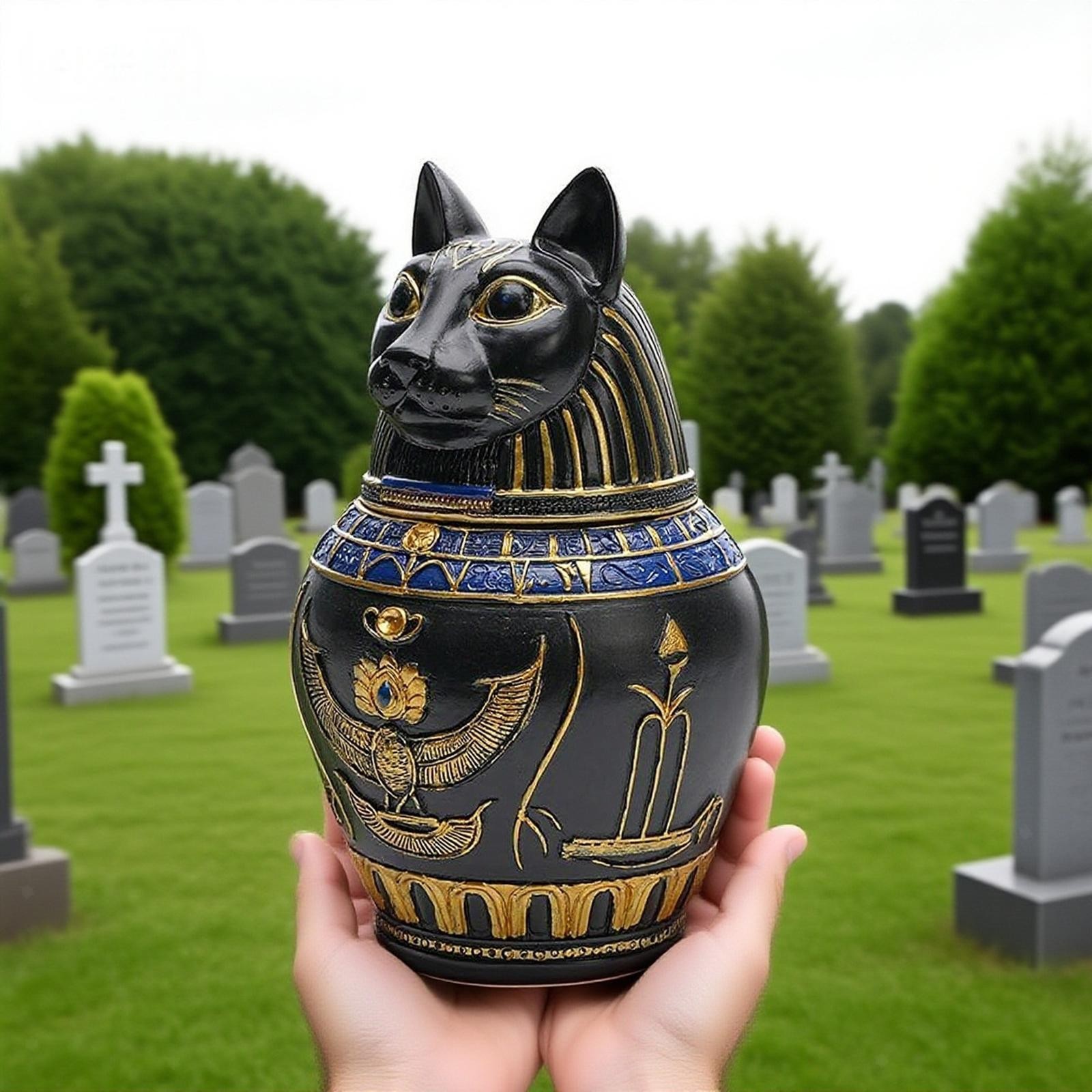 Pet Urn Canopic Jar Statue Sturdy Resin for Small Animals Puppy Kitten Bunny