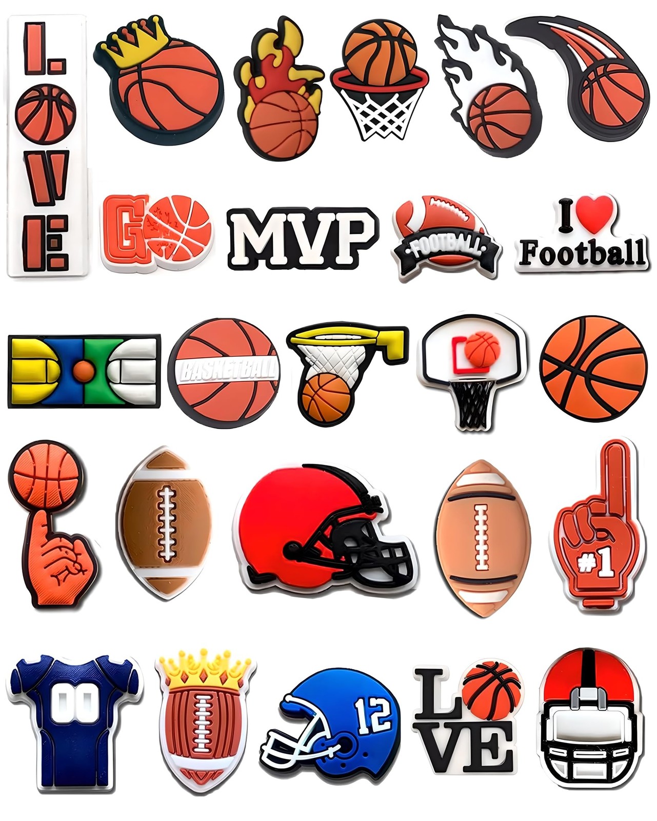 BOWNDY Multi-colored PVC Sports Cats Shoe Charms B-Sports Cats