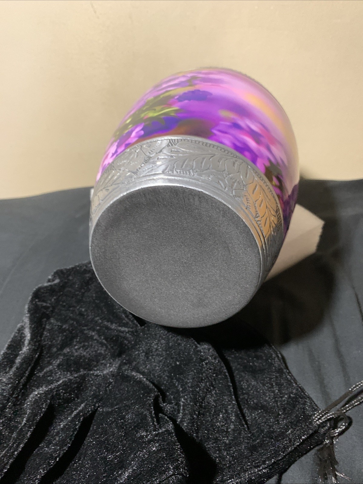 Adult Cremation Urn – Hummingbird Sunrise Serenade Purple & Silver Urn for Ashes