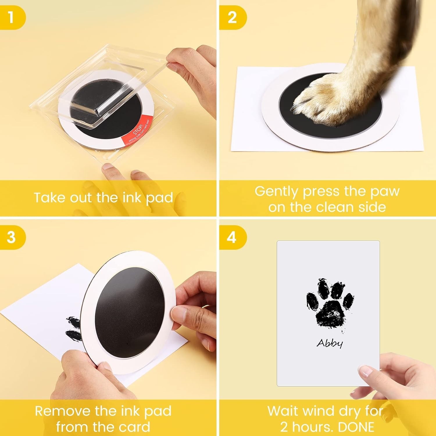 Inkless Paw Print Kit for Dogs, Cats with 3-Pcs Round Ink Pad & 2 Paper Frame…