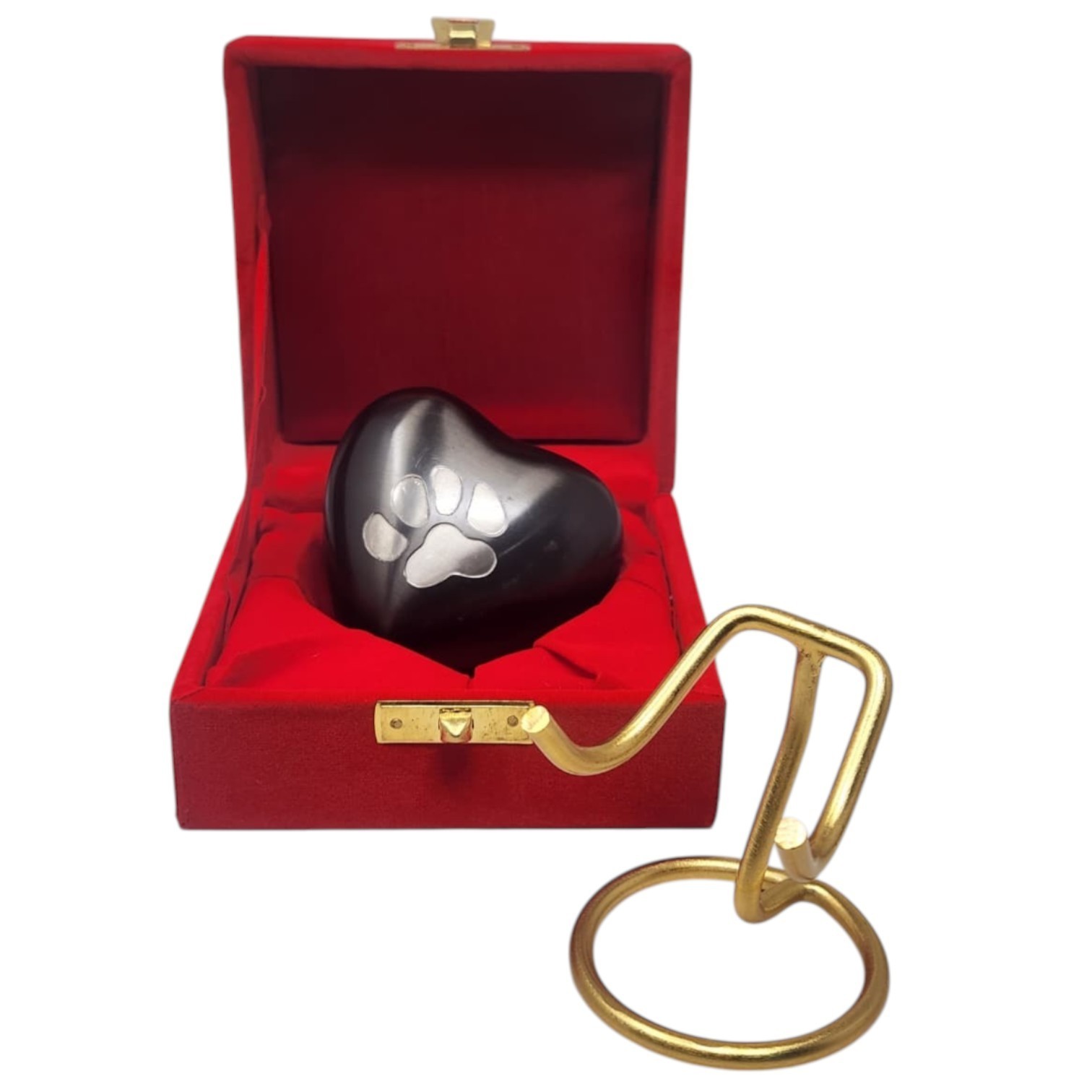 Black Paw Print Heart Pet Urn for Ashes Dog Cat Memorial Keepsake Urn with Box