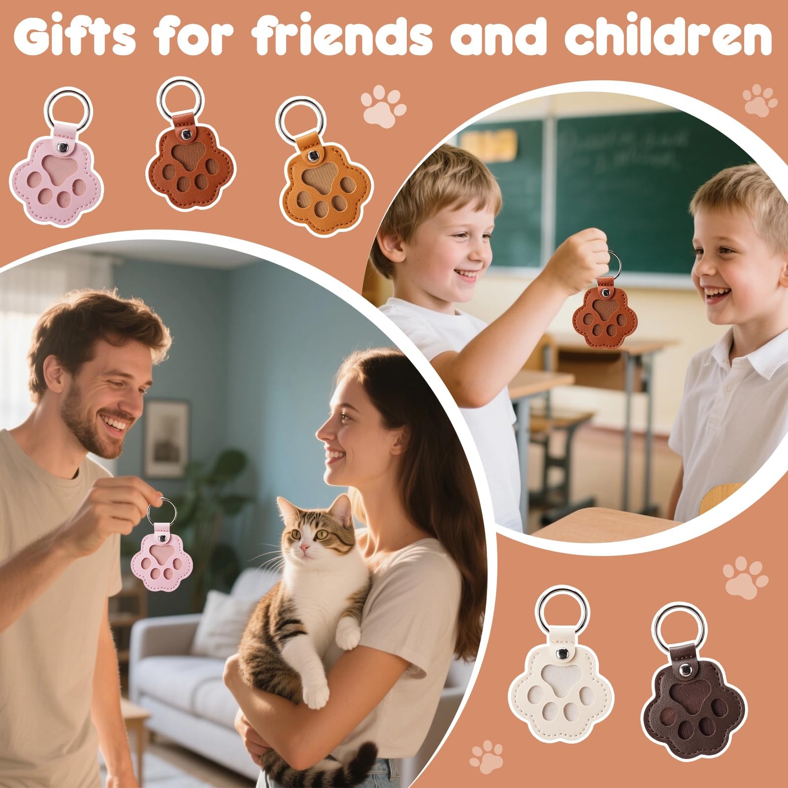 5PCS Pet Hair Storage Keychain, Pet Dog Cat Hair Collector Paw Shaped fur kee…