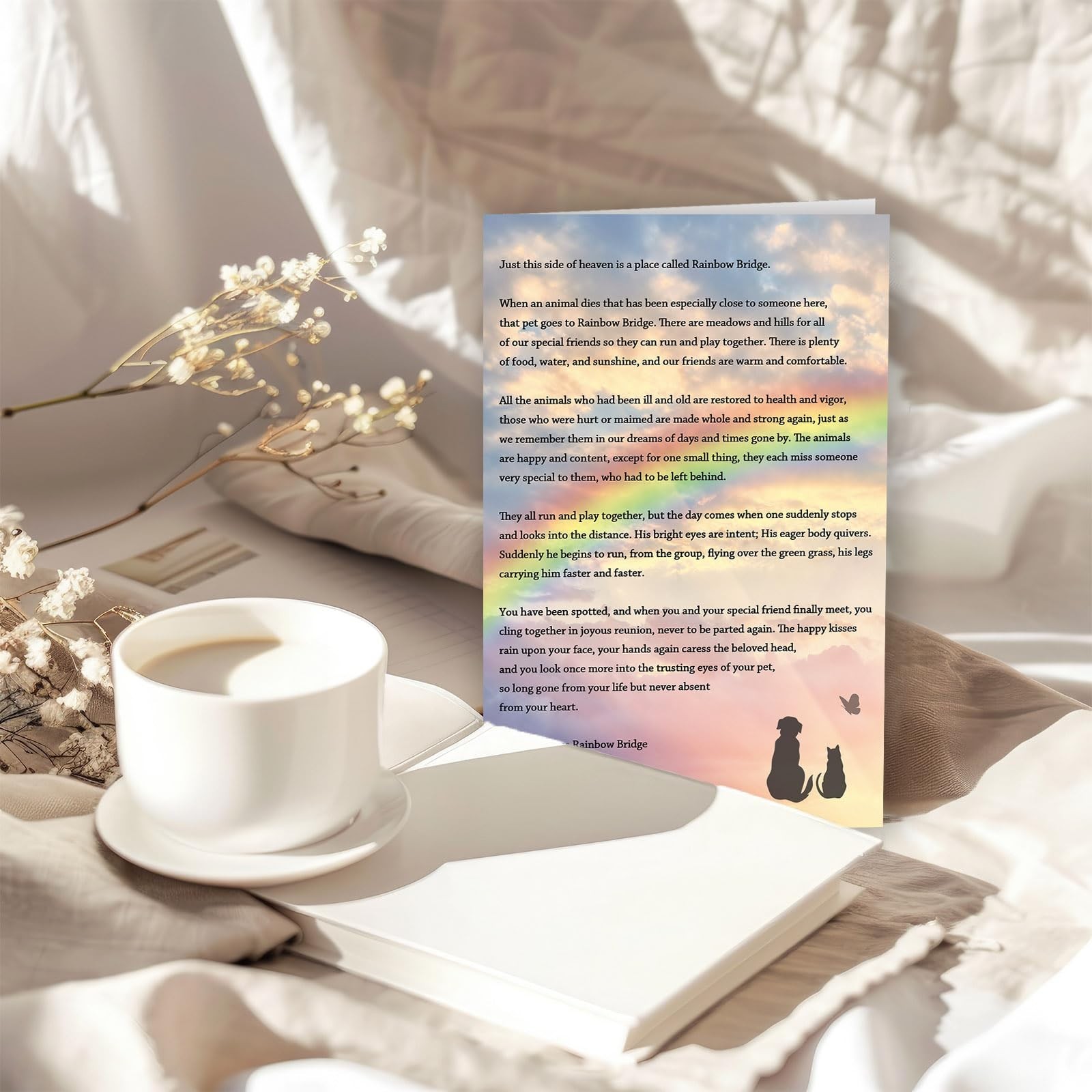 ICOOLYI Rainbow Bridge Pet Sympathy Card – Heartfelt Memorial Card for Dog