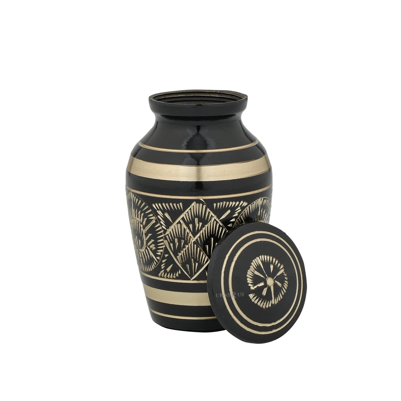 Black & Gold Brass Cremation Keepsake Urn for Sale