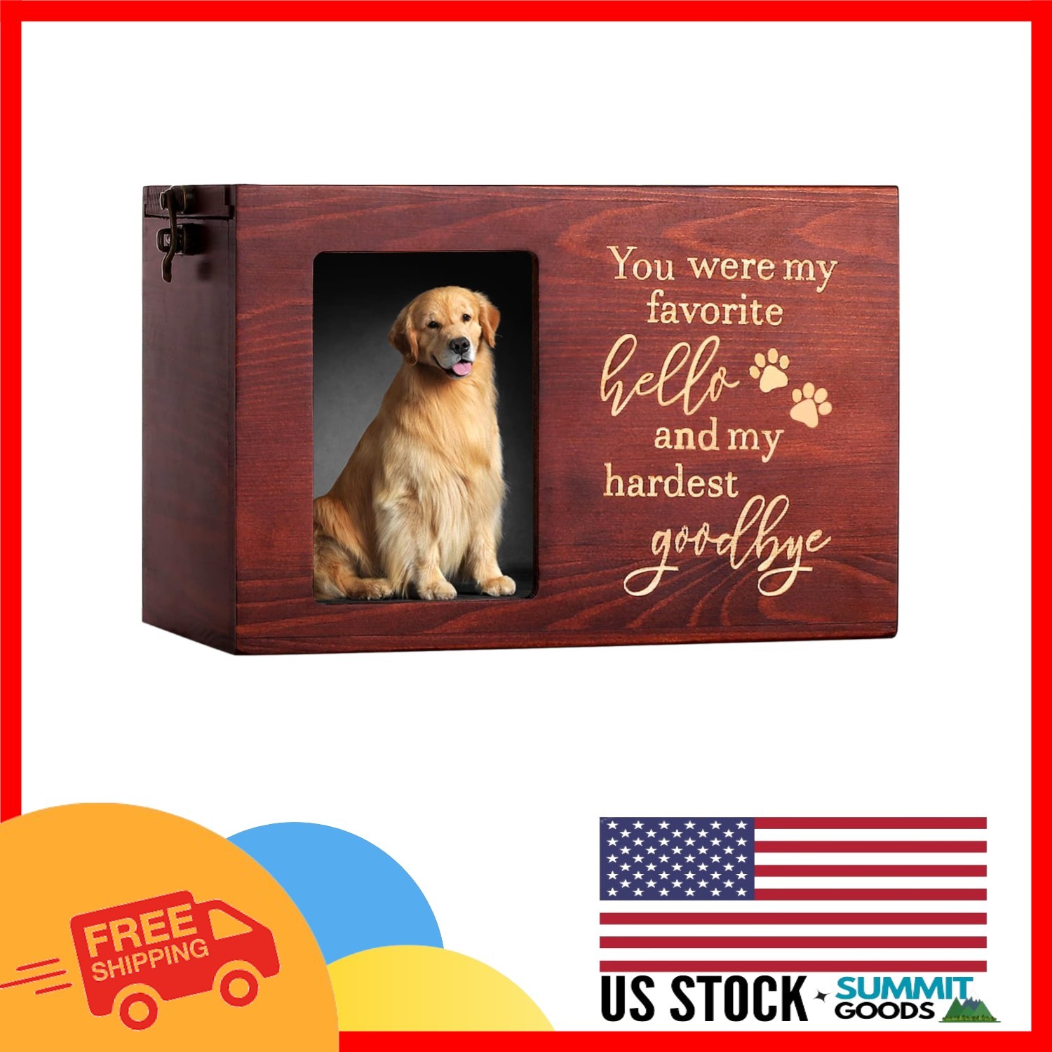 Handcrafted Wooden Pet Urn with Black Flannel Lining – Cherish Memories Forever