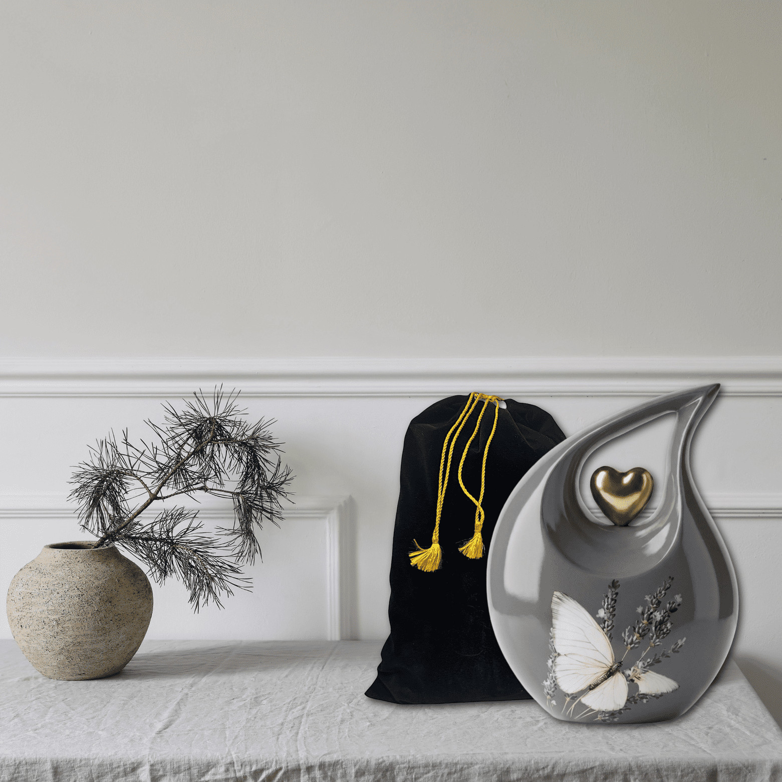 Grey Teardrop Cremation Urn Adult Human Ashes 200 Cu In Memorial Male Female