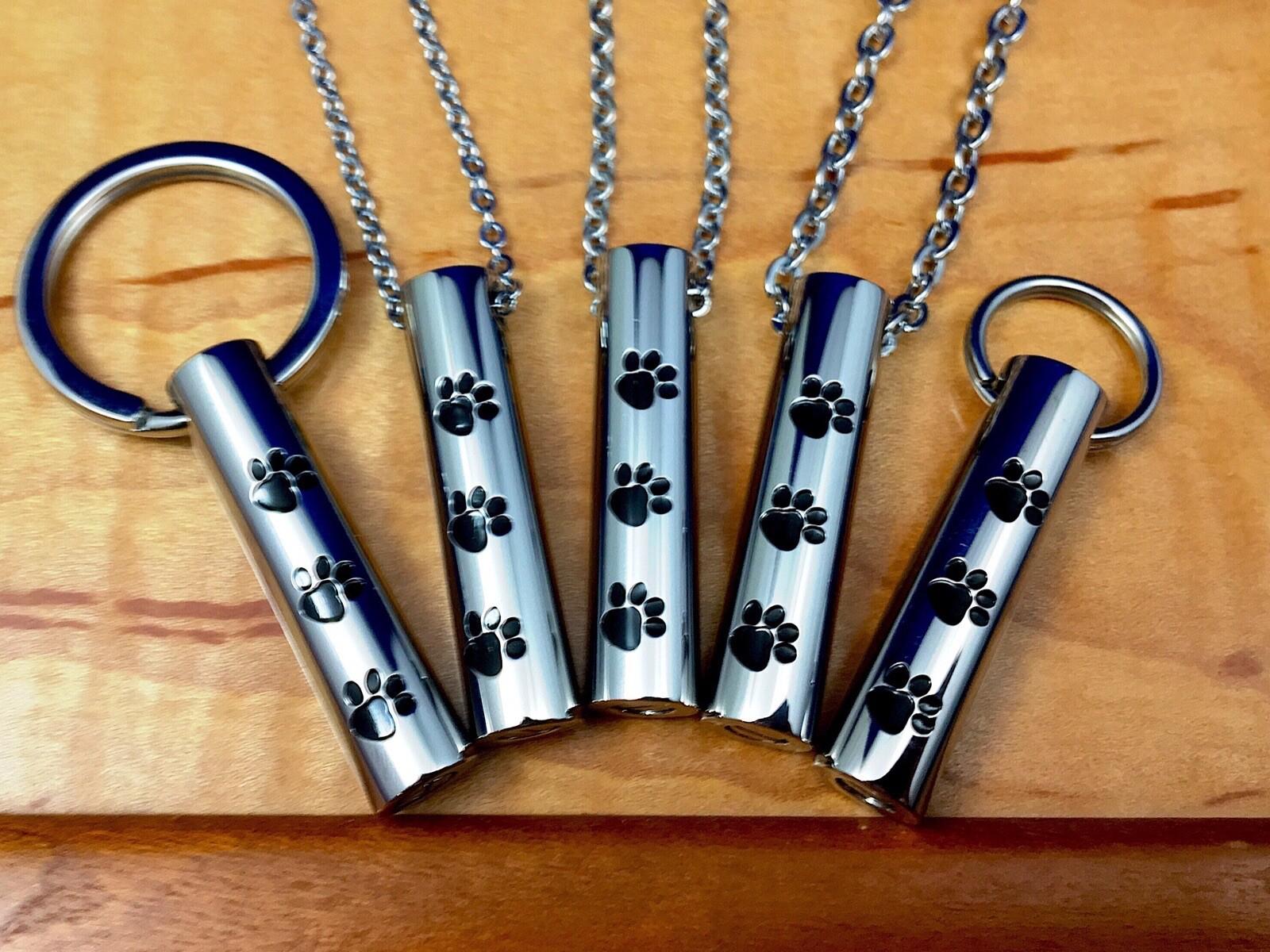 Small Vial Pet Cremation Necklace Pendant Urn for Ashes Dog Cat Paw Prints Gift