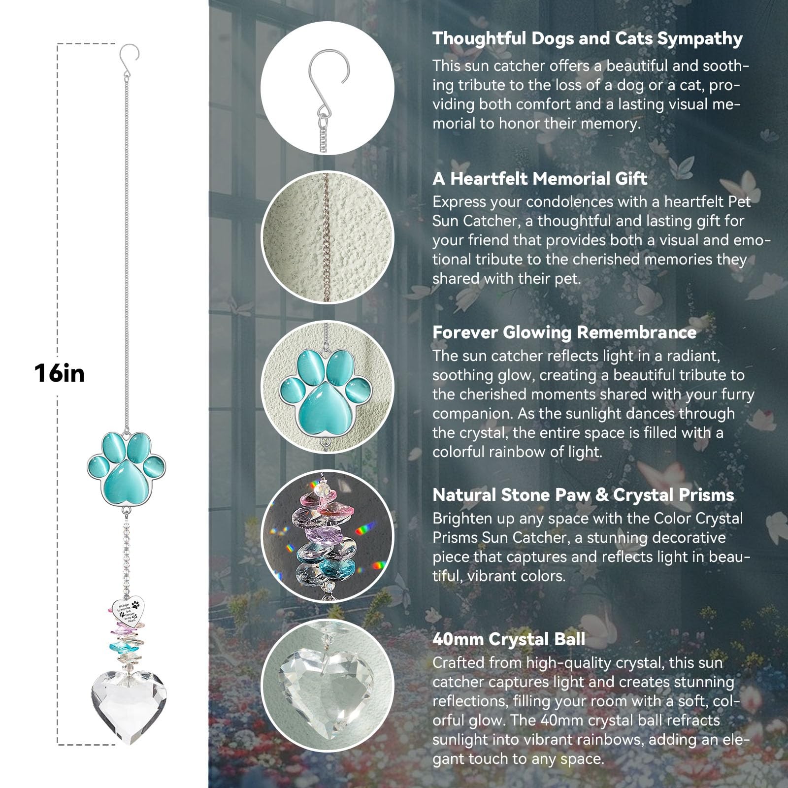 Pet Memorial Suncatcher – Dog Memorial Gifts, Pet Loss Sympathy, Thoughtful D…