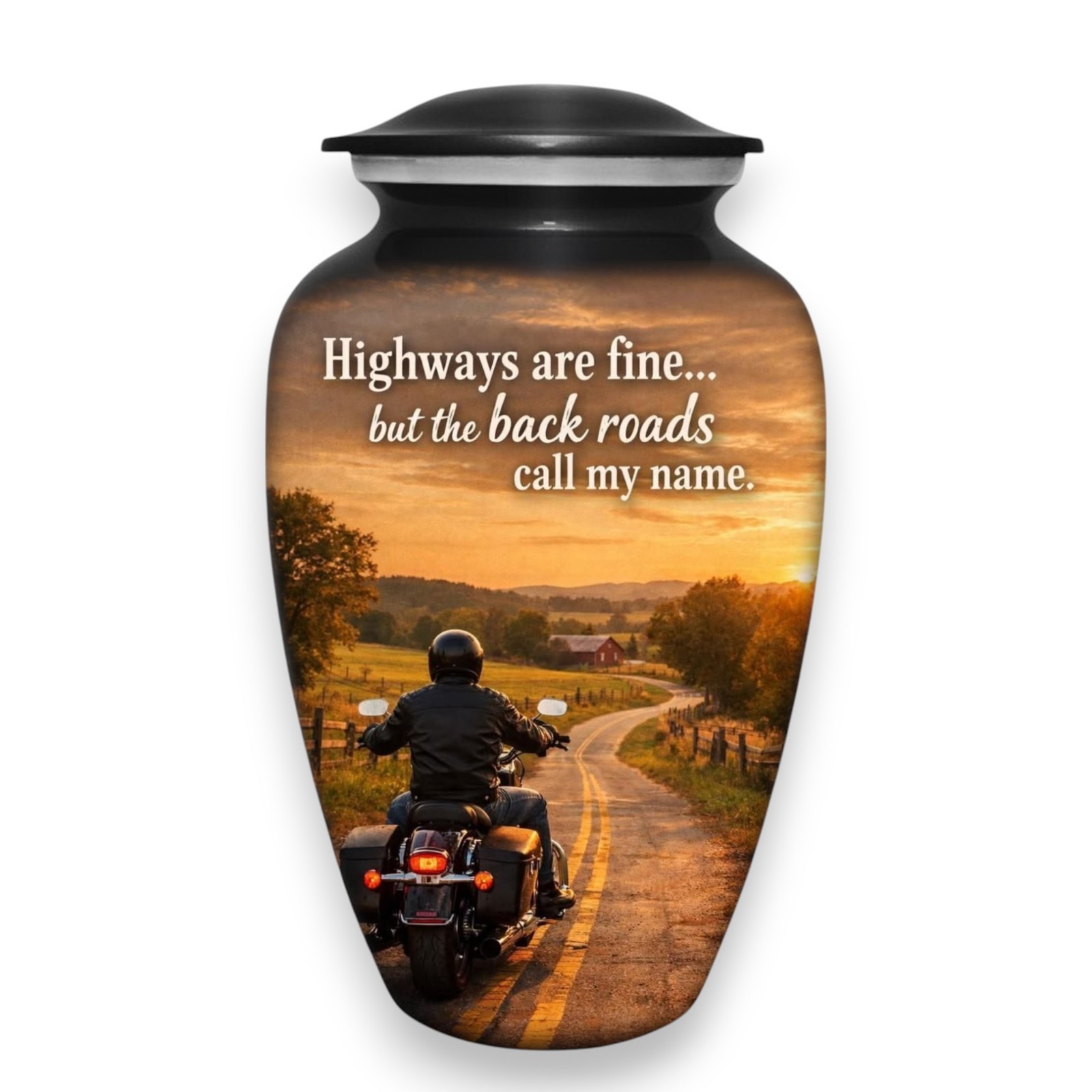Motorcycle Cremation Urn for Human Ashes Adult Male Back Roads Rider 190 Cu In