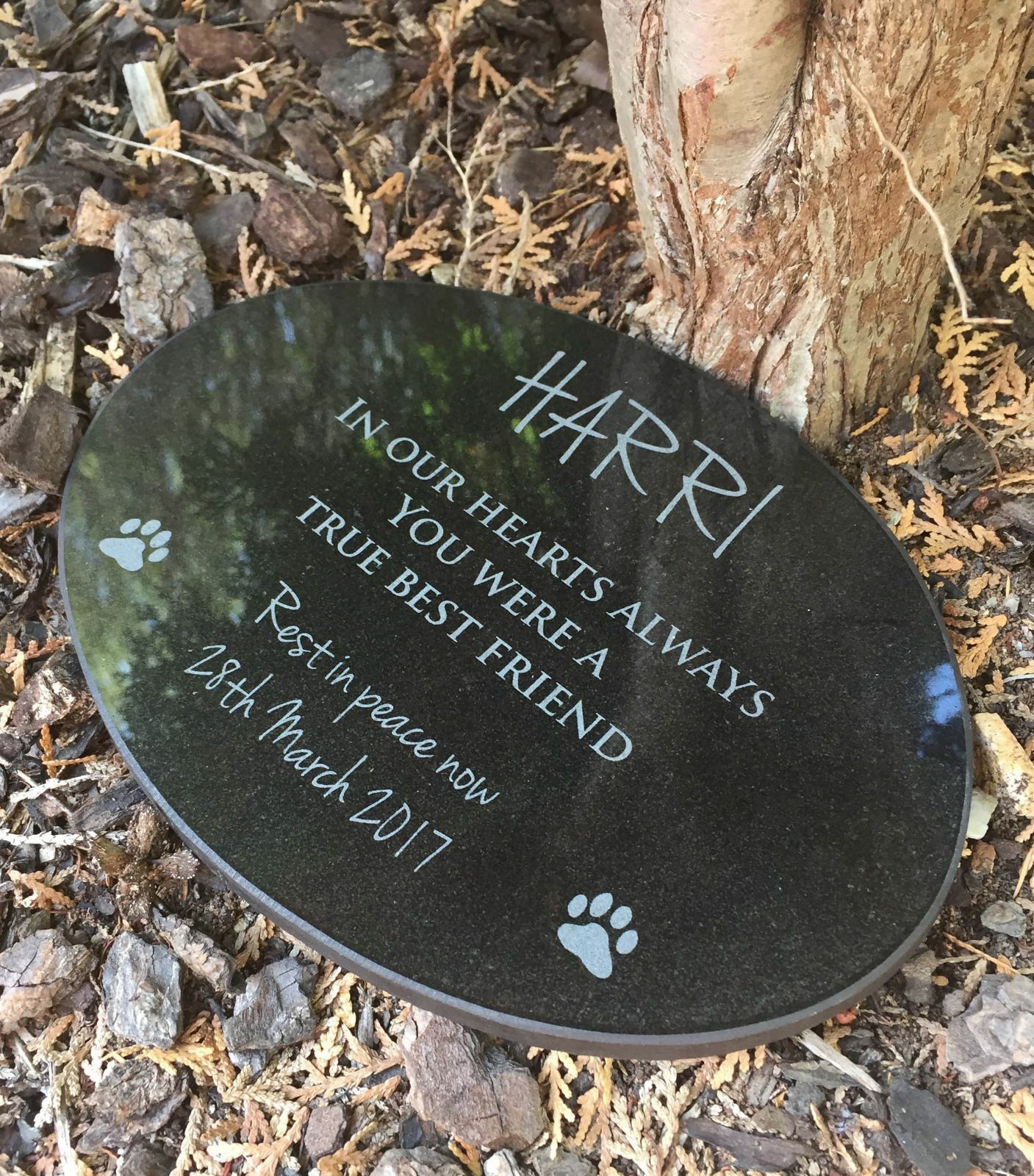 Pet Memorial Granite Plaque Oval personalised engraved