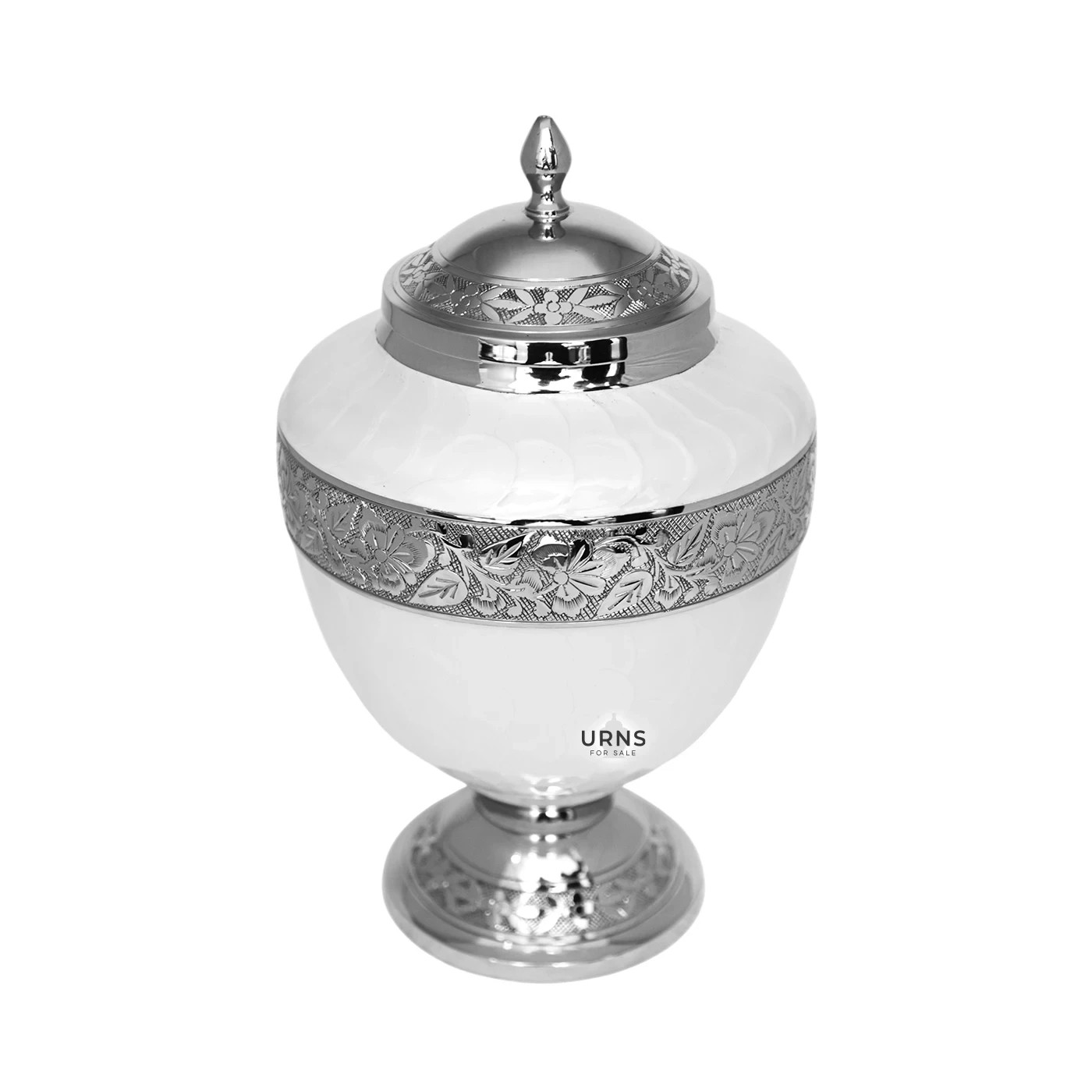 Whisper of Pearls Brass Cremation Urn – Elegant White Memorial