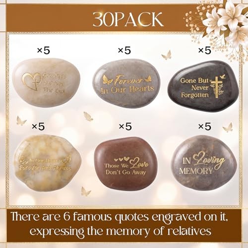 Pcs Memorial Stone 1.97 Inch Celebration of Life Elegant Style 30 Deep Color