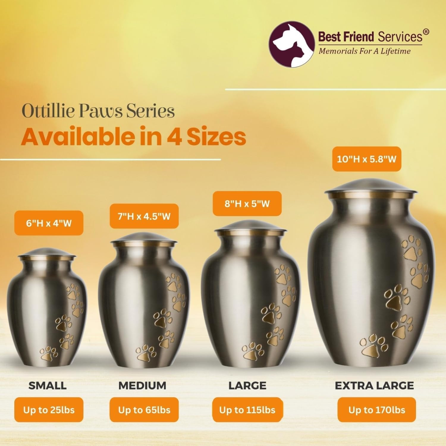 Pet Urn – Ottillie Paws Legacy Memorial Pet Cremation Urns for Dogs and Cats Ash