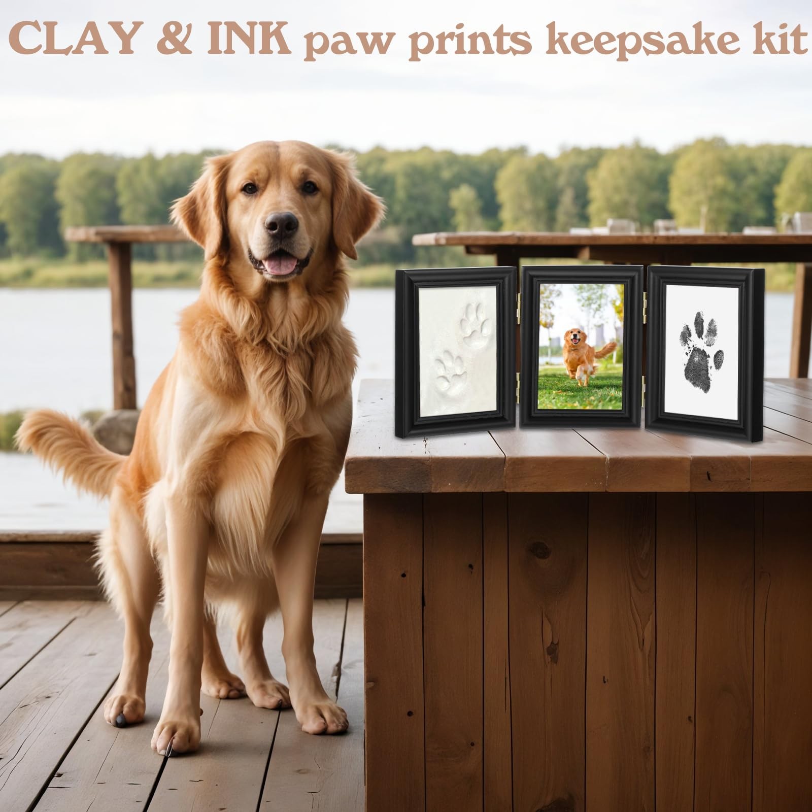 Ink&Clay Paw Print Kit Keepsake,Inkless Ink Pad & Soft Clay for Dogs/Cats Paw…