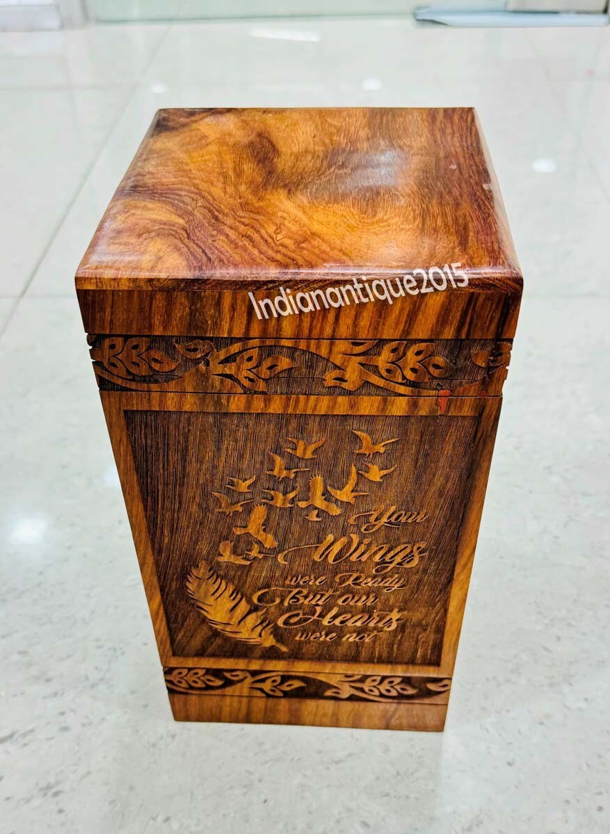 Handcrafted Wooden Urn Box Urns for Human Ashes – Adult Large Cremation