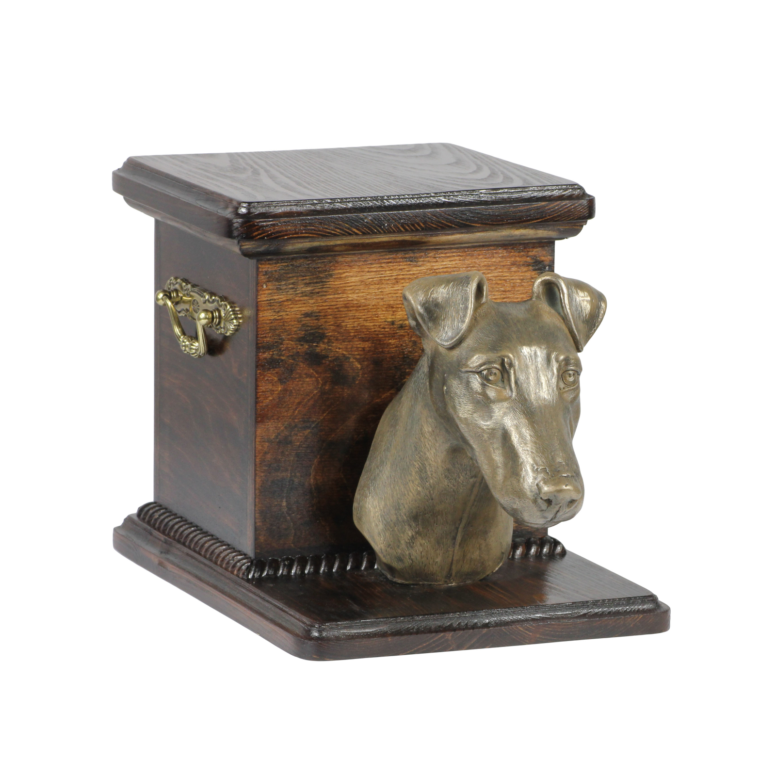 Fox Terrier Smooth Hair Wooden Urn With Dog Art-Dog