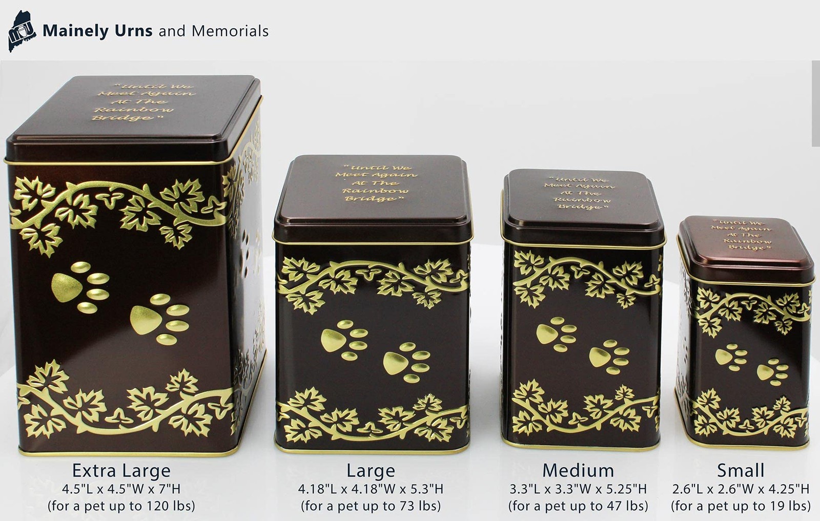 Extra Large Rainbow Bridge Paw Print Economy Pet Large, Bronze