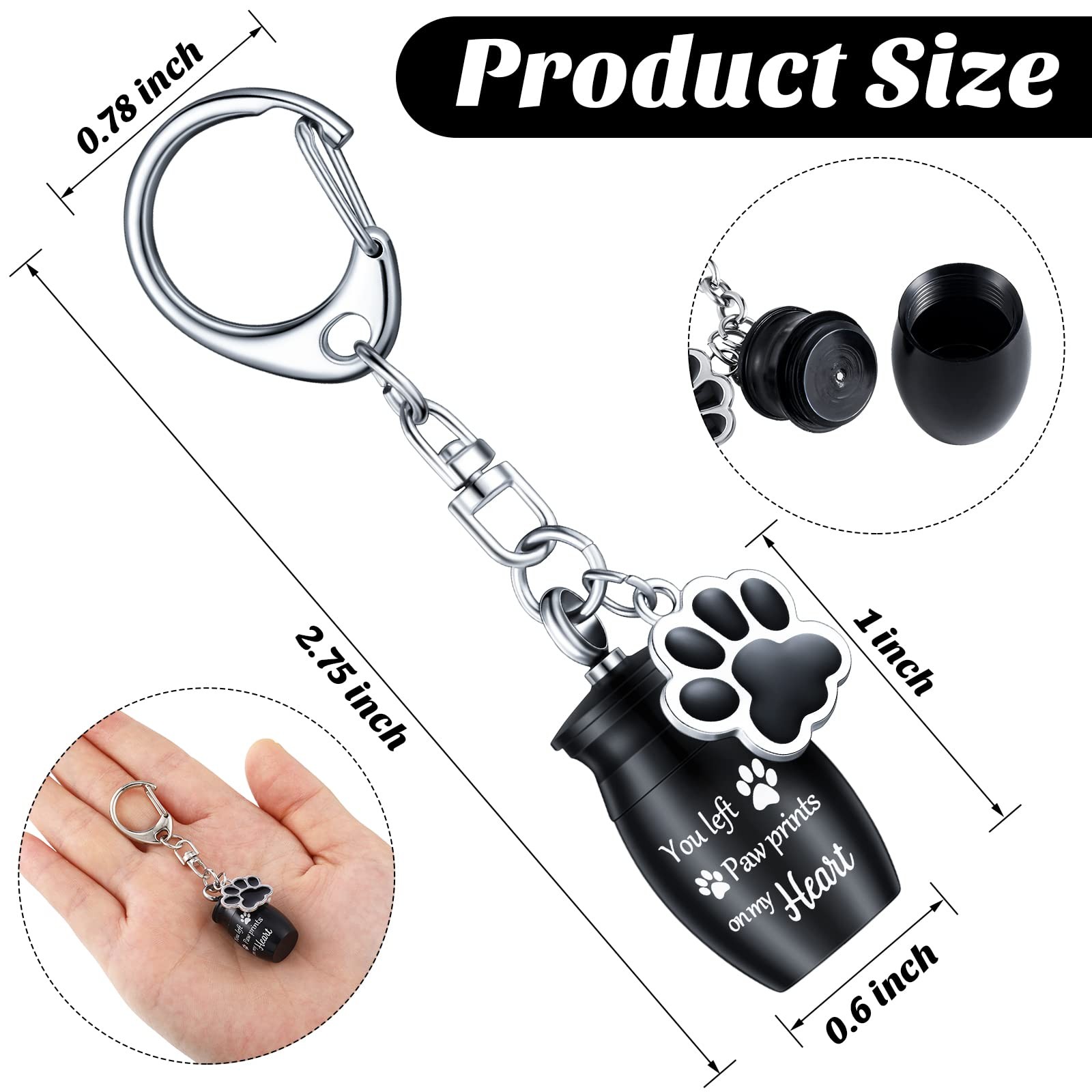 2 Pcs Pet Dog Urns Keychain for Ashes with 2 Storage Bags Small Cat Cremation