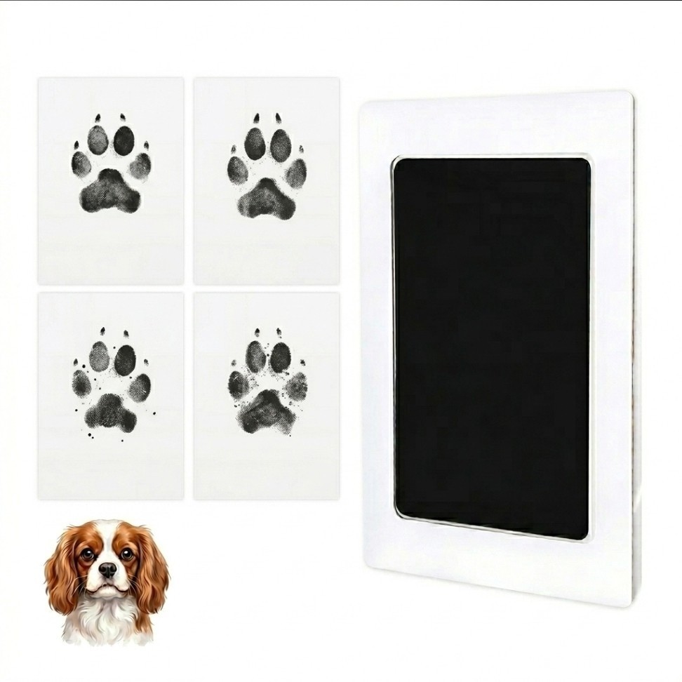 Paw Print Ink Pad Kit for Dogs Cats DIY Keepsake Impression Set 4 Card Black Ink