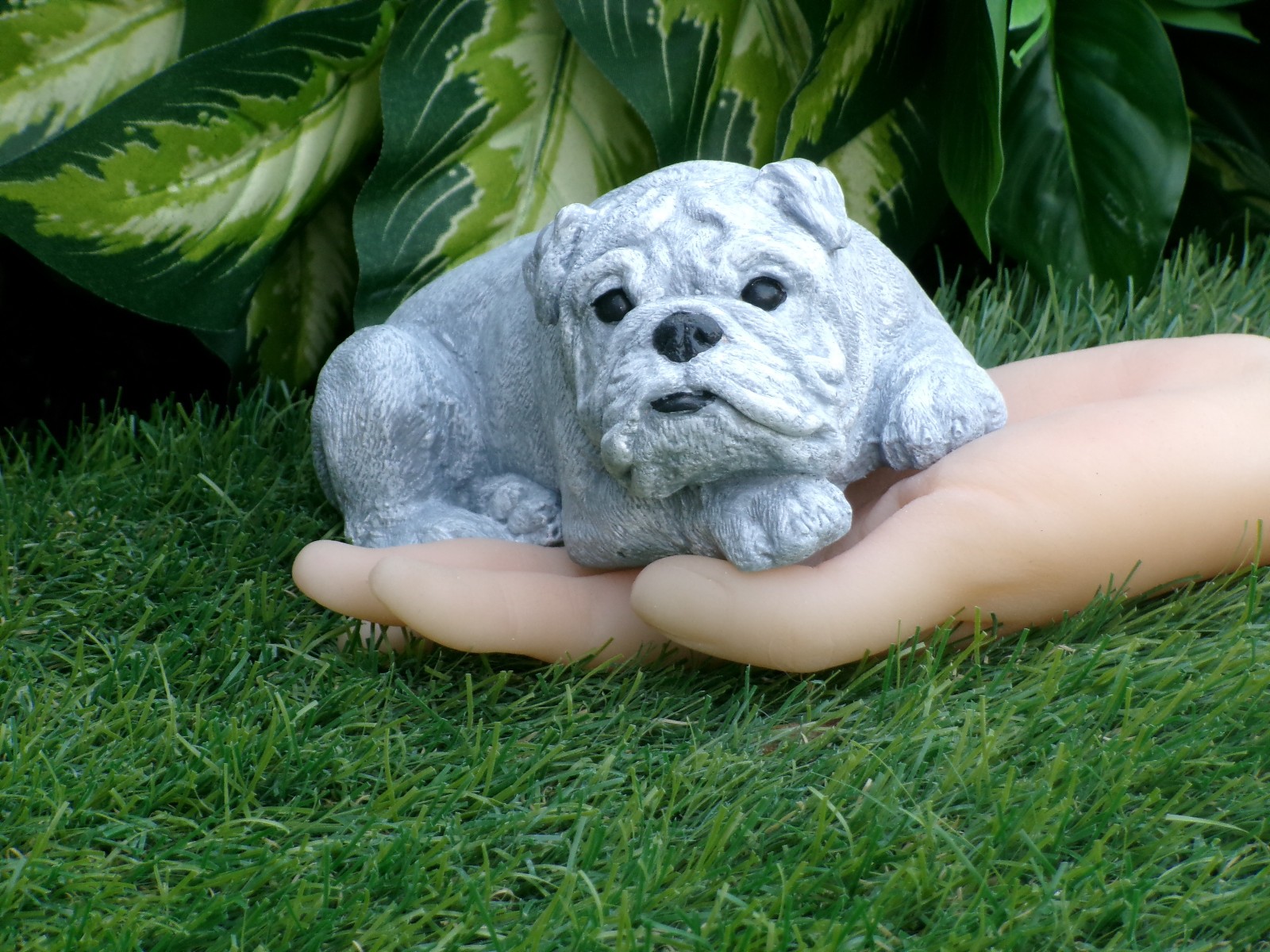 Bulldog Urn Decoration Solid Concrete Pet Loss Memorial Stone Gift made in USA