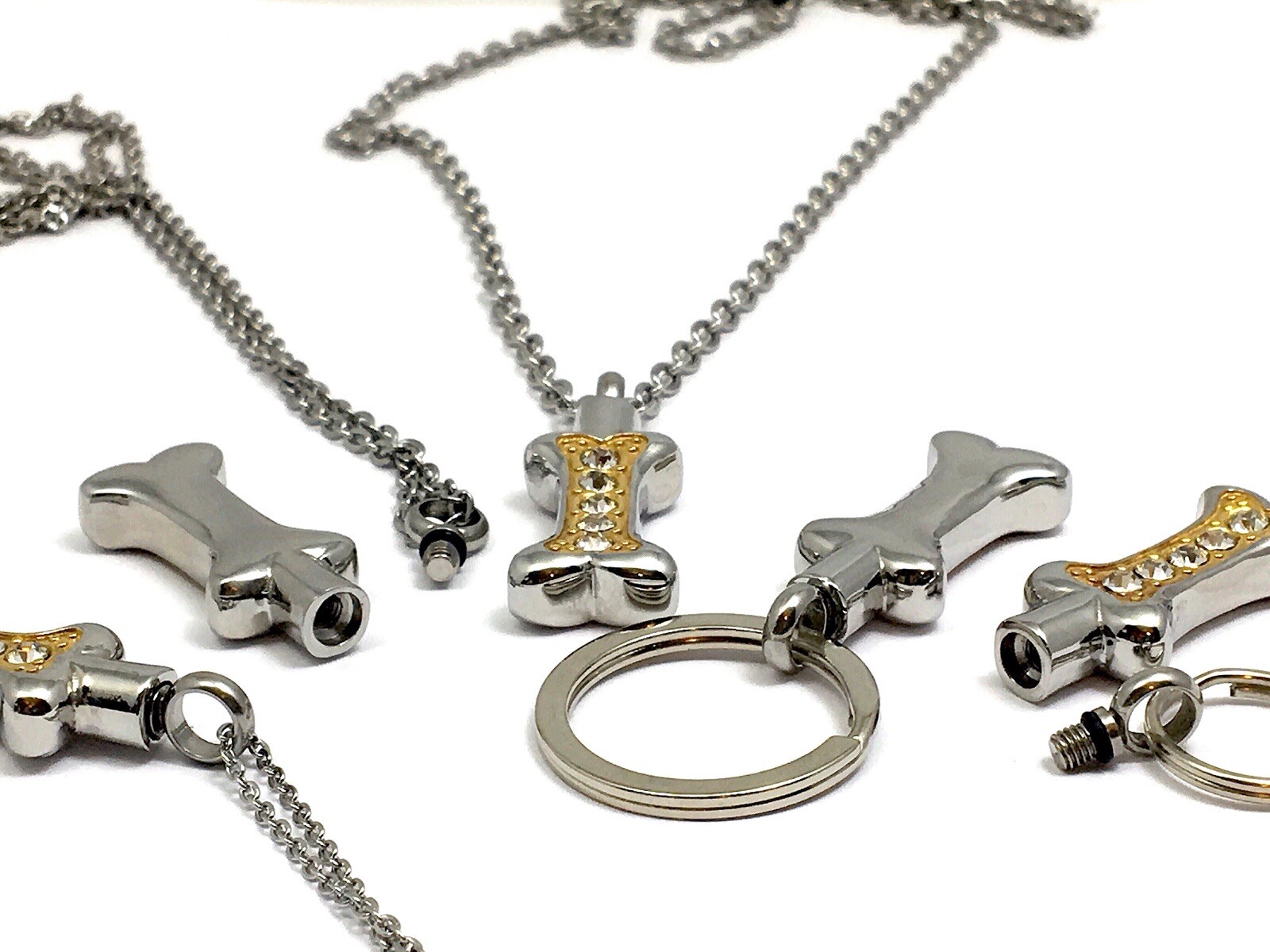 Dog Bone Cremation Necklace Crystals Ladies Urn Jewelry Pendant for Ashes Girls