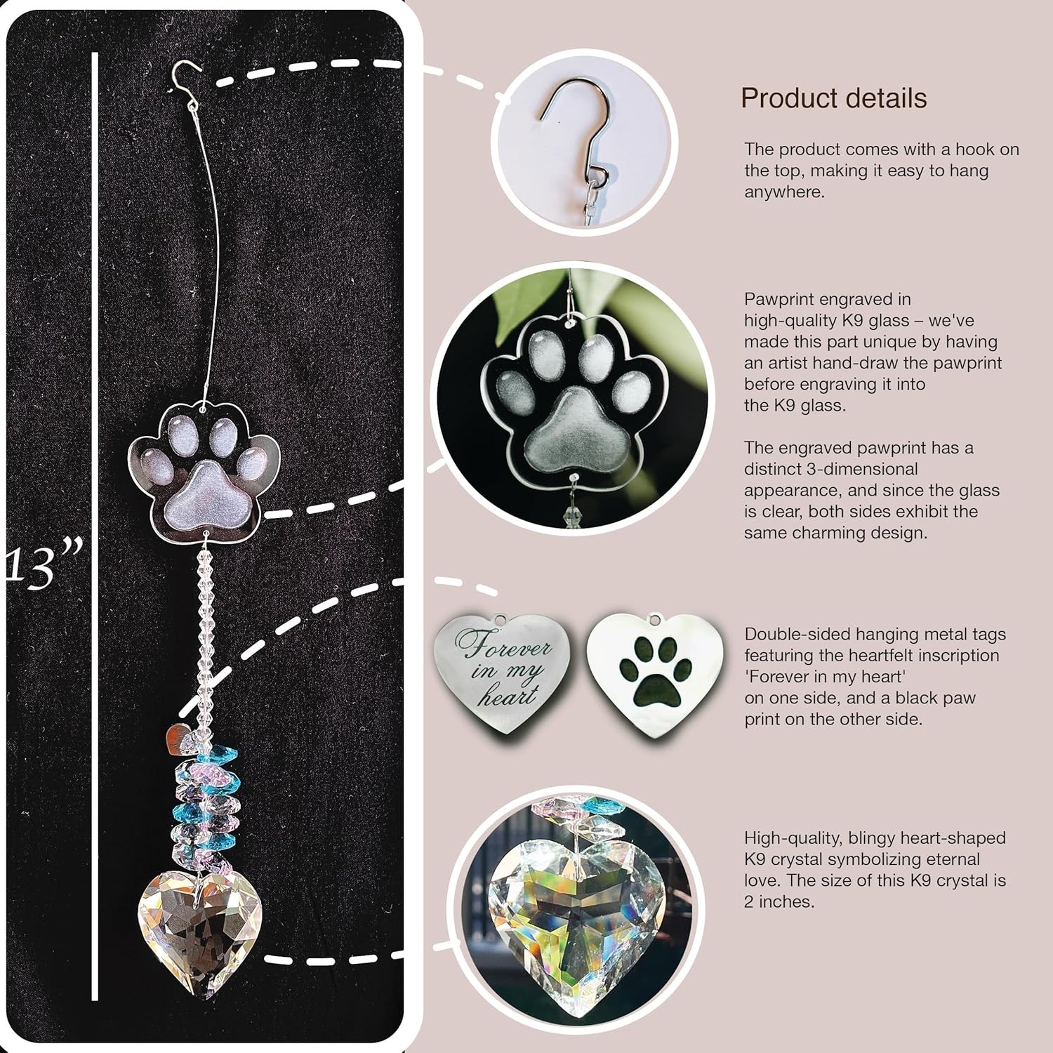 Customizable Crystal Pet Memorial Suncatcher – Cherish Pet Memories Beautifully