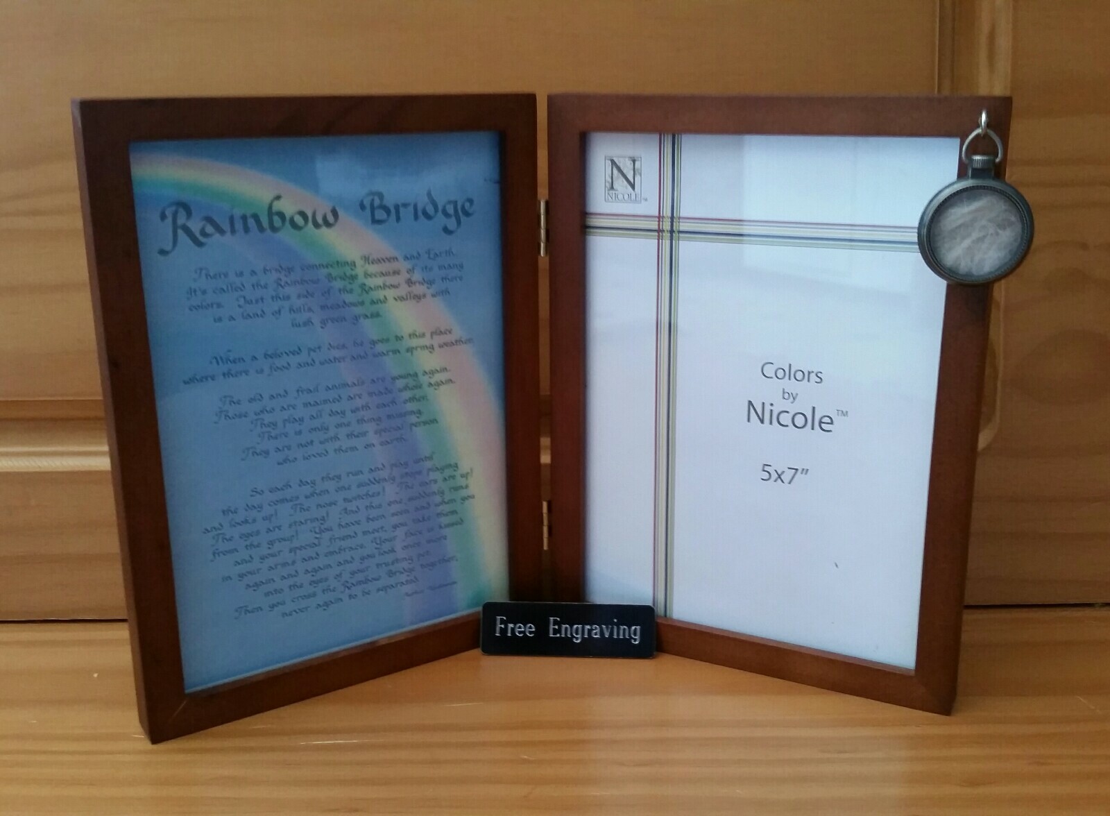 FREE ENGRAVING (PERSONALIZED) Pet Memorial 5×7 Double Frame Pet Hair Locket