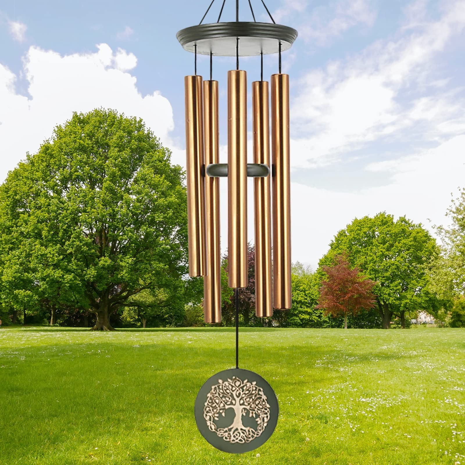36″ Memorial Tree of Life Windchime for Outside, Large Deep Tone Tuned Bamboo…