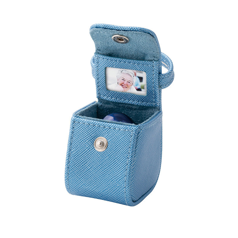 Popo Color:Navy Small Keepsake Urn for Human Ashes Brass with Mini Pouch
