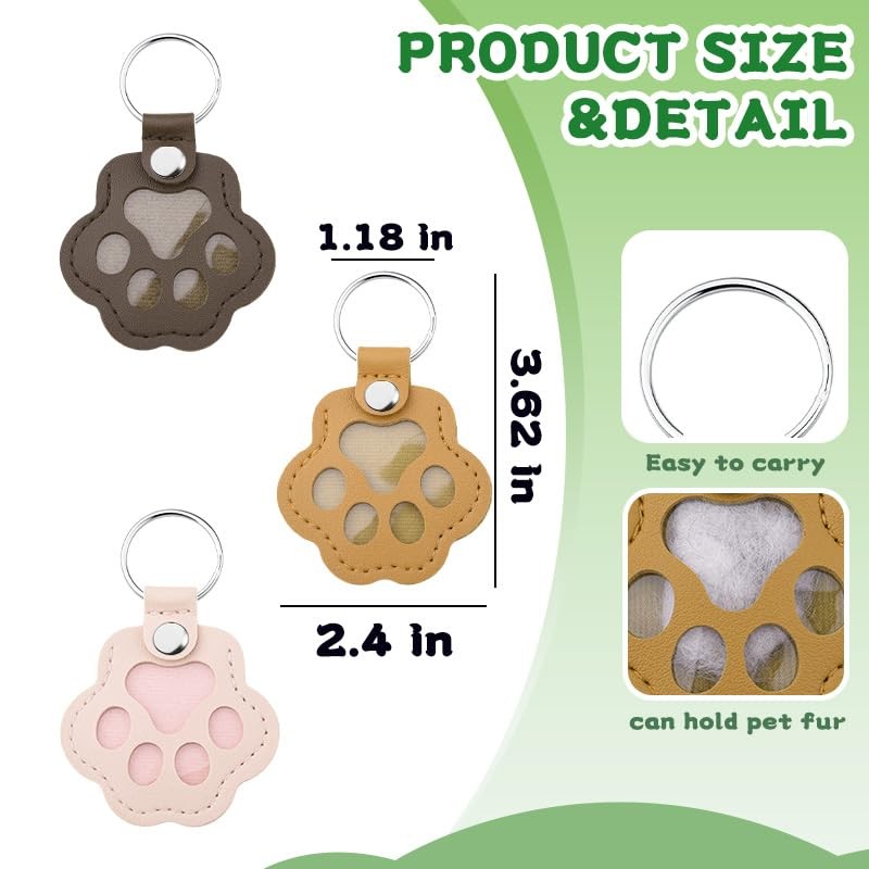 Sisadodo Dog Cat Hair Storage Keychains Pet Paw Keychains for Cat Dog Style2