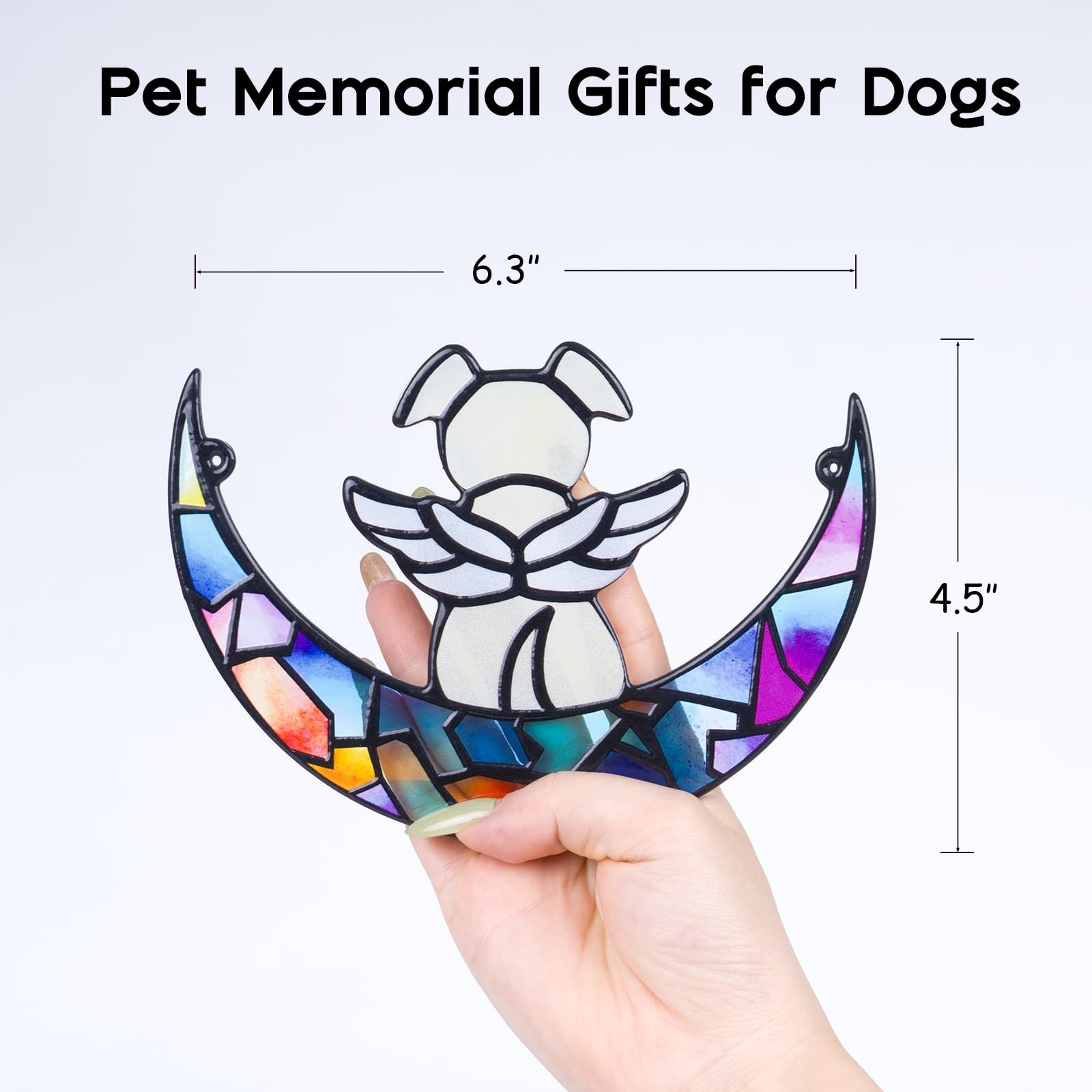 Stained Glass Angle Dog Memorial Suncatcher for Loss of Dog Sympathy Gifts, D…