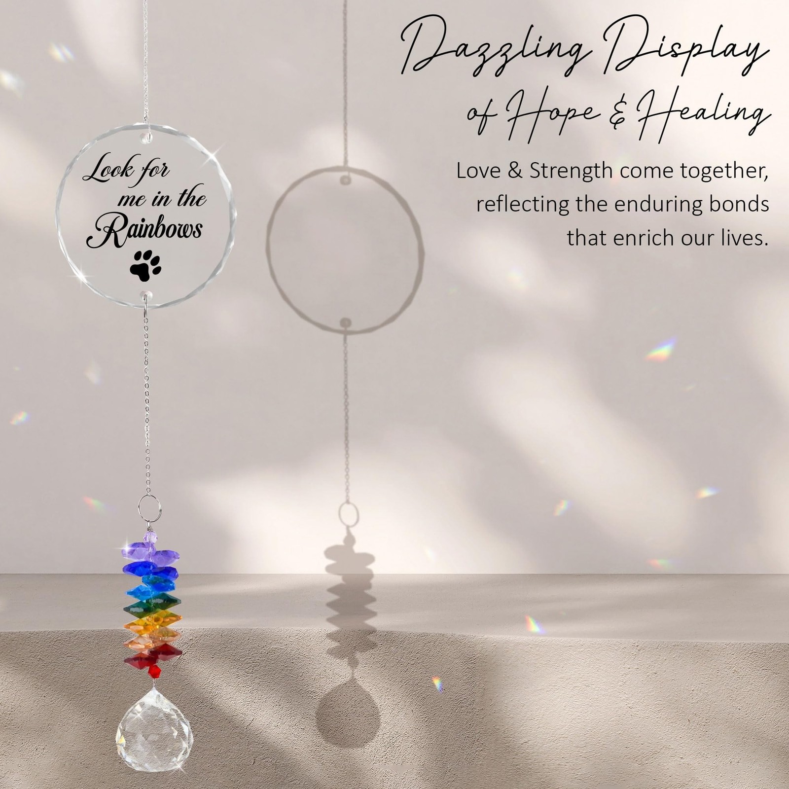 Pet Memorial Suncatcher Look for me in the Rainbows – Dog Memorial Gifts – Pe…