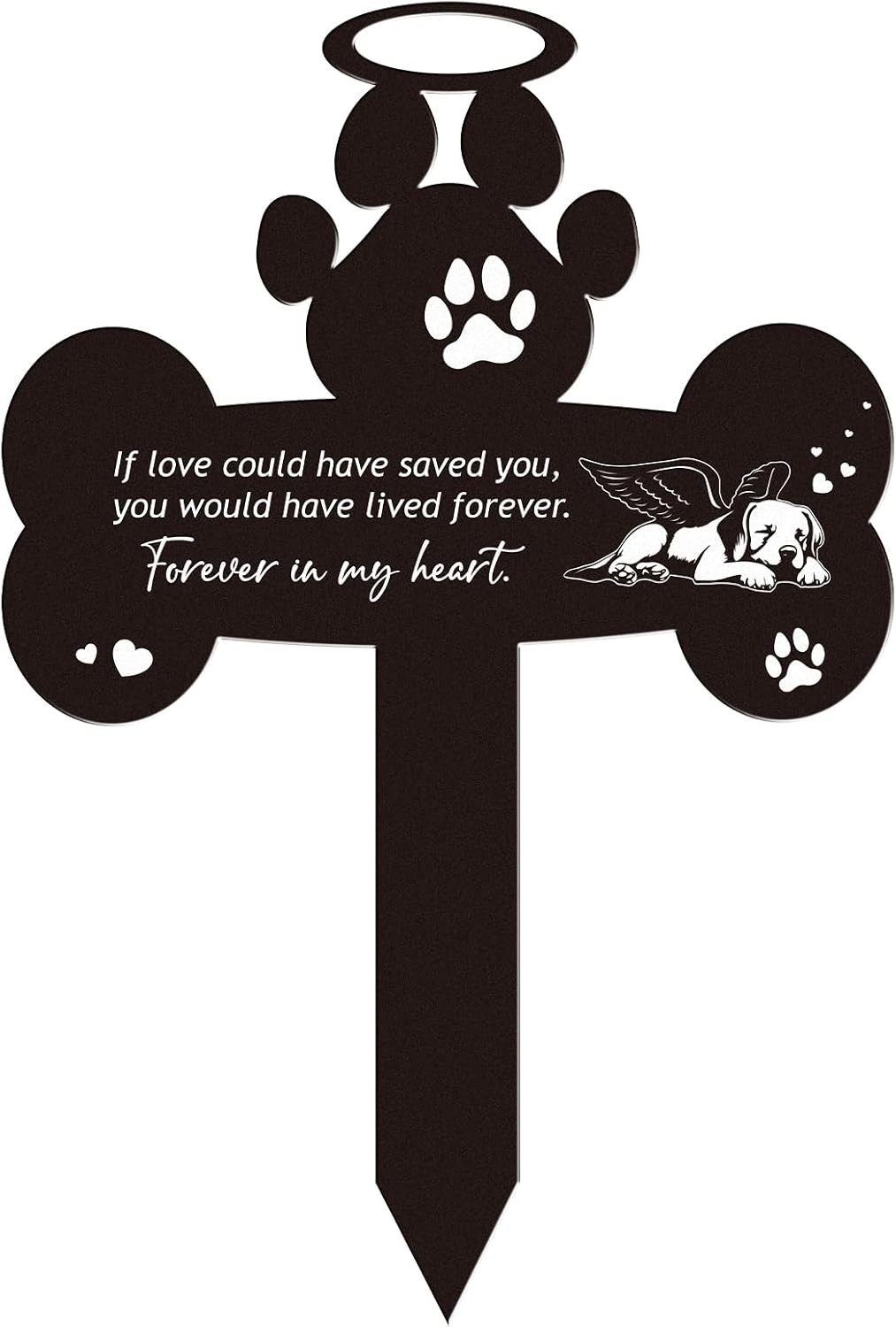 Dog Pet Grave Marker Metal Outdoor Waterproof Garden Cemetery 13x12in Stake