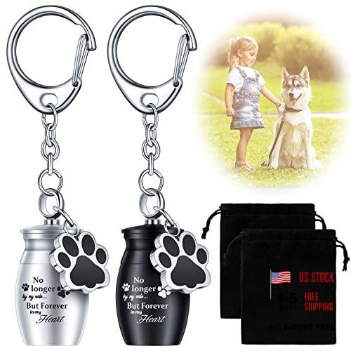 2 Pcs Pet Dog Urns Keychain for Ashes with 2 Storage Bags Small Fresh Style