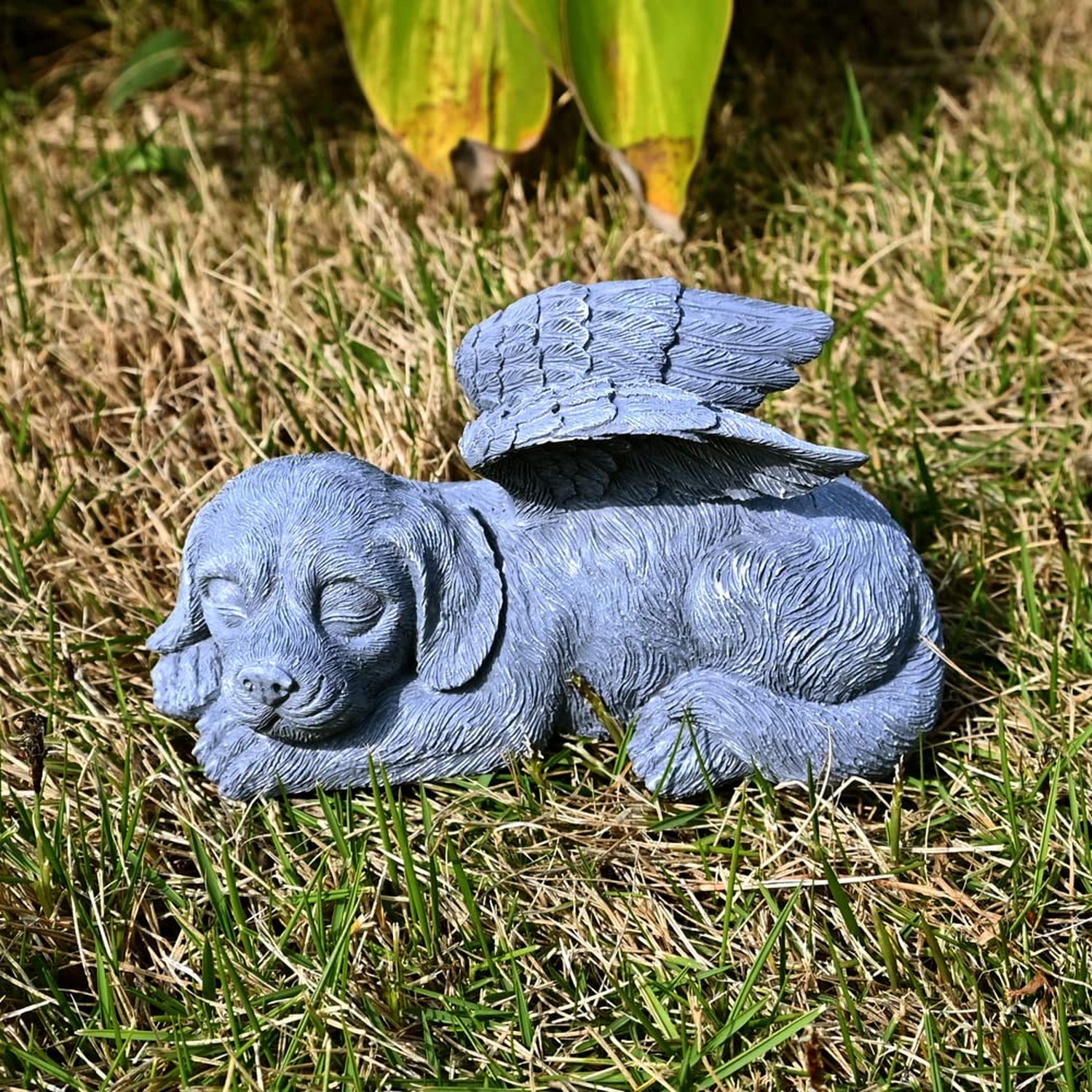 Angel Dog Memorial Stones Statue Sleeping Ornament for Passing Away Bereaveme…