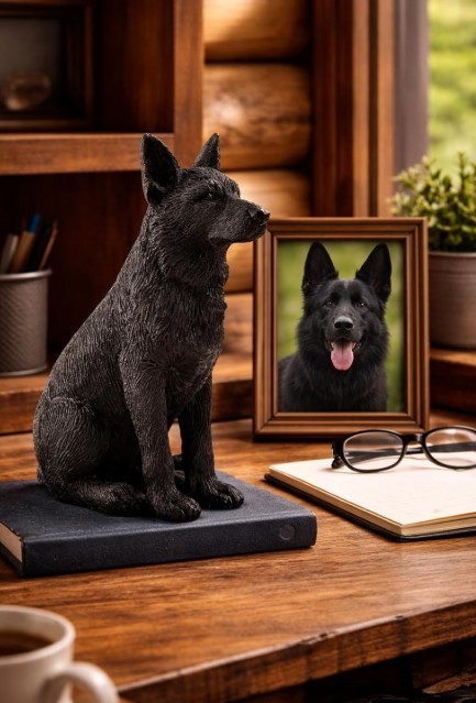 Holiday Stocking Stuffer 3.5″ Black German Shepherd Dog Sitting Up Figurine