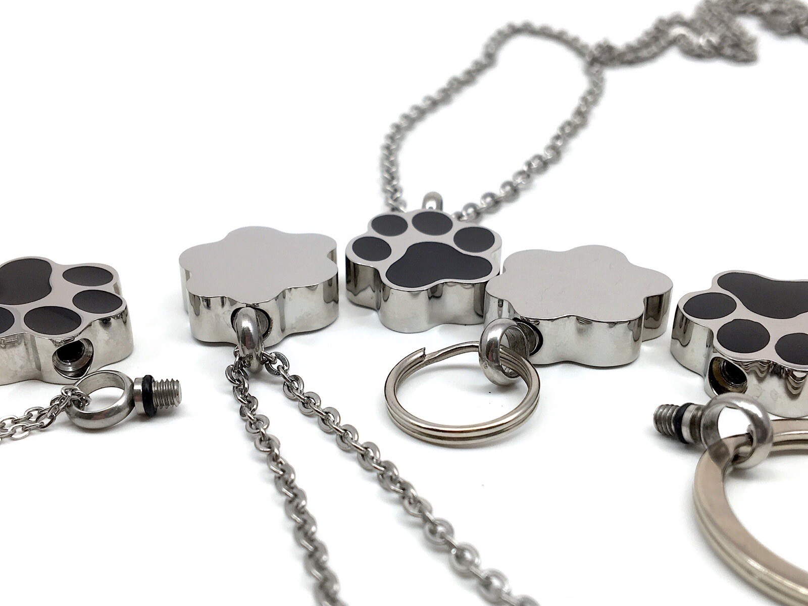 Pet Cremation Jewelry Necklace Pendant Urn Holds Ash Paw Print Dog Cat Memorial