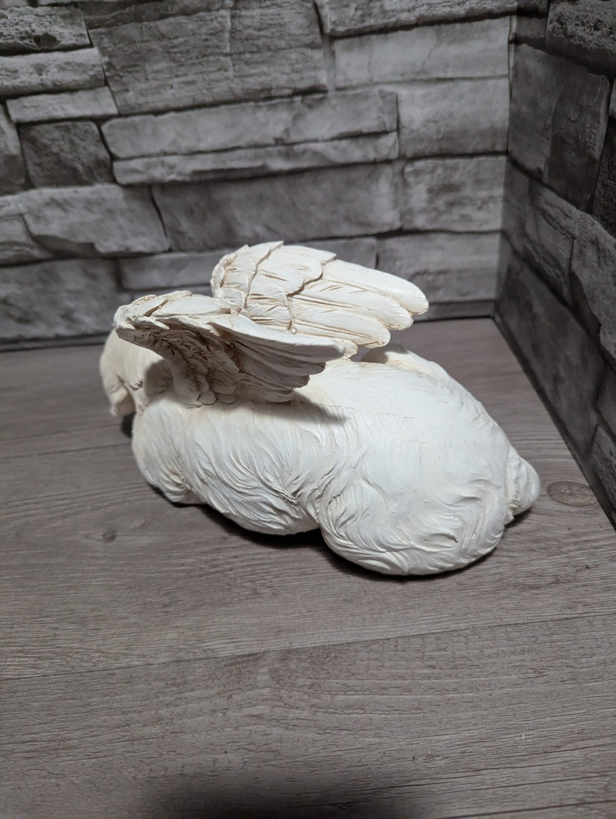 10″L Pet Dog Memorial Sleeping Puppy Statue Angel Wings Grave Marker Keepsake