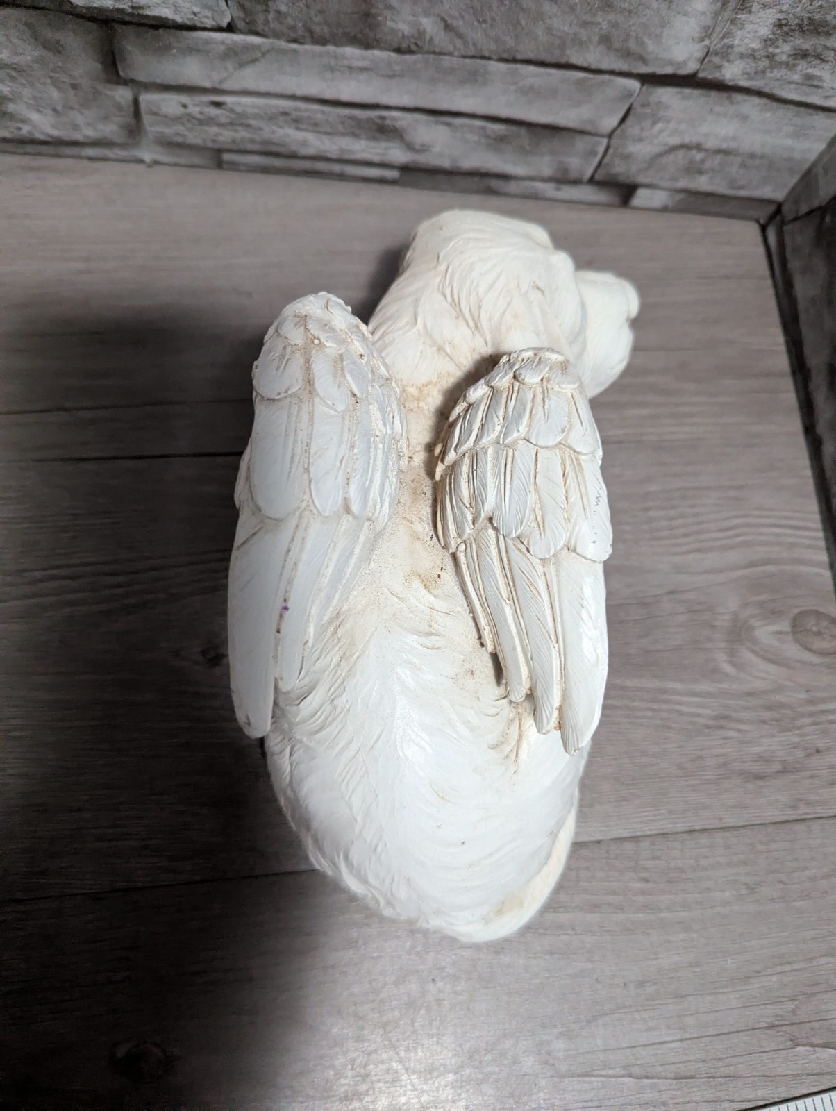 10″L Pet Dog Memorial Sleeping Puppy Statue Angel Wings Grave Marker Keepsake
