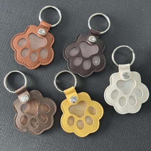 Pet Memorial Keychain Leather Cat Claw Keychain Pet Hair Keepsake Box Brown