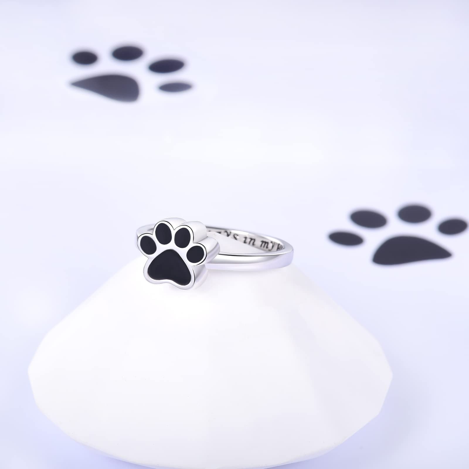 Iohupci Sterling Silver Forever In My Heart Cremation Urn Ring Hold Loved Pet